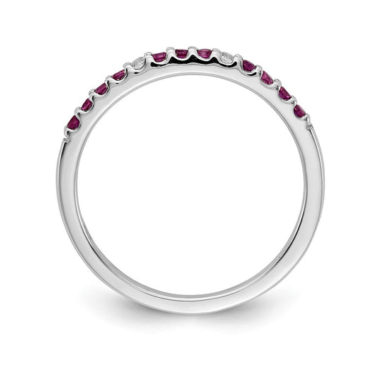 High-Quality 14K White Gold Band with Diamonds & Rubies | Stylish Luxury Quality