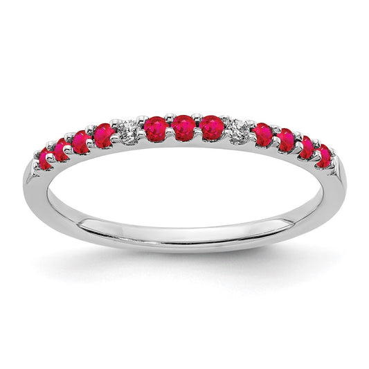 High-Quality 14K White Gold Band with Diamonds & Rubies | Stylish Luxury Quality