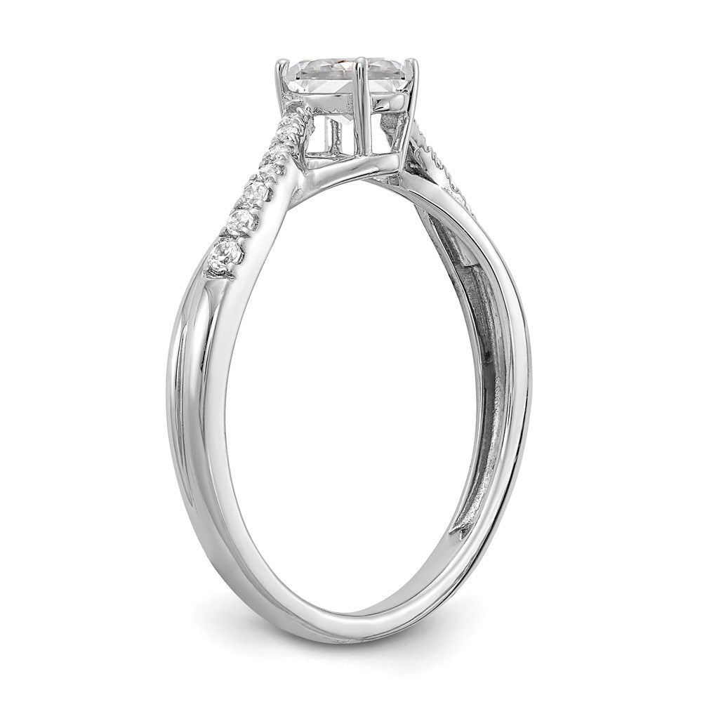 Buy Stylish 14K White Gold By-Pass Engagement Ring with 1/10 Carat Diamonds