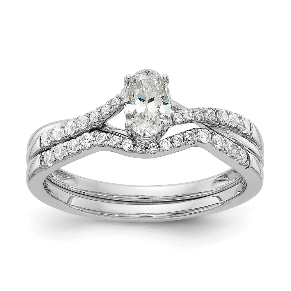 Buy Stylish 14K White Gold By-Pass Engagement Ring with 1/10 Carat Diamonds