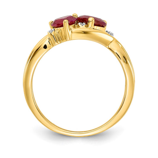 Order 14K Lab-Created Ruby & Diamond Double Heart Ring - Stylish Value!