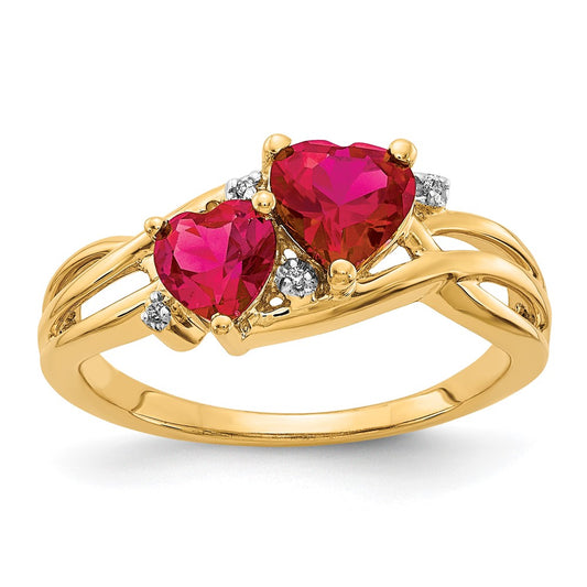 Order 14K Lab-Created Ruby & Diamond Double Heart Ring - Stylish Value!