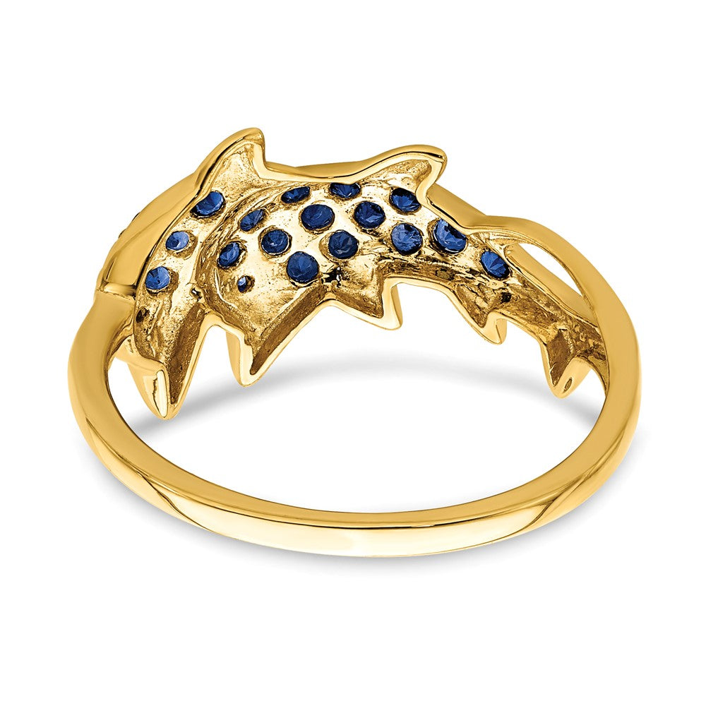 Shop Exclusive 14K White Gold Dolphin Ring with Diamonds & Sapphires - Stylish!