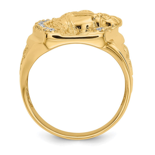 Exclusive Designer 14K Gold Men's Ring - 1/2 Carat Lab-Grown Diamond, Stylish Horseshoe Design