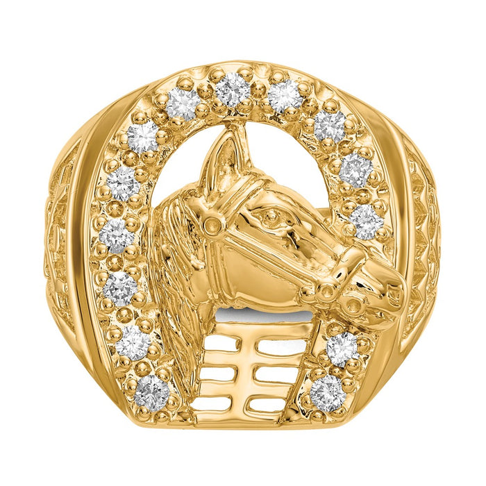 Exclusive Designer 14K Gold Men's Ring - 1/2 Carat Lab-Grown Diamond, Stylish Horseshoe Design-4