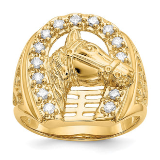 Exclusive Designer 14K Gold Men's Ring - 1/2 Carat Lab-Grown Diamond, Stylish Horseshoe Design