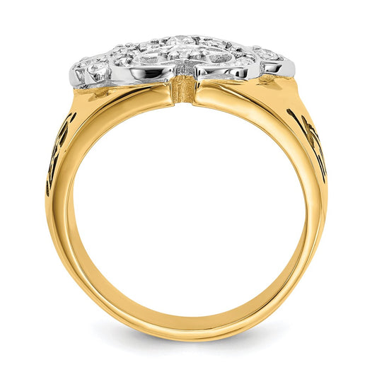 High-Quality 14K Two-Tone Men's Polished Diamond Masonic Shriner Ring - Stylish Value