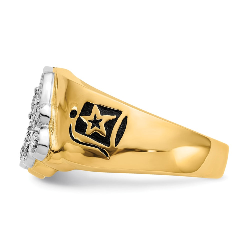 High-Quality 14K Two-Tone Men's Polished Diamond Masonic Shriner Ring - Stylish Value