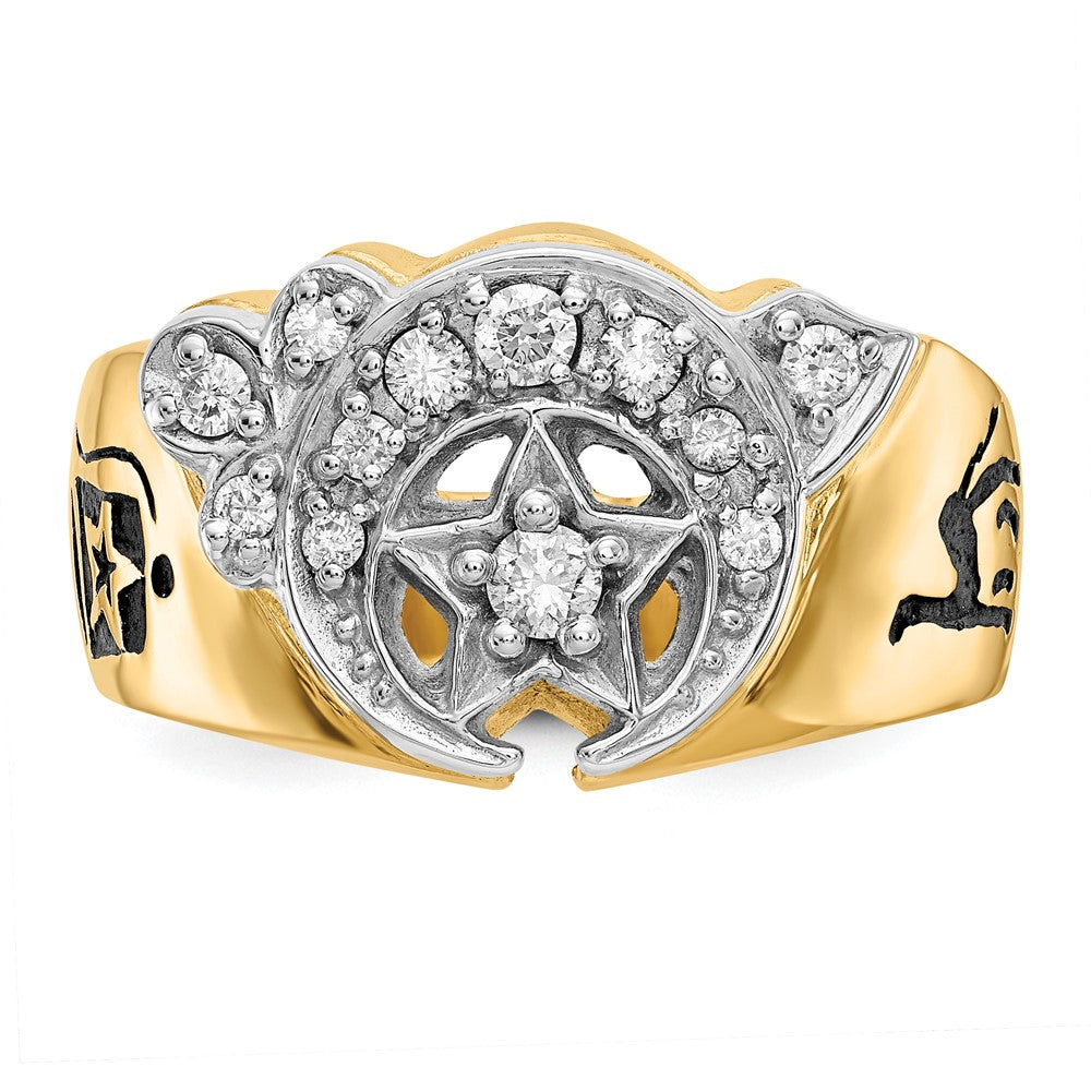High-Quality 14K Two-Tone Men's Polished Diamond Masonic Shriner Ring - Stylish Value