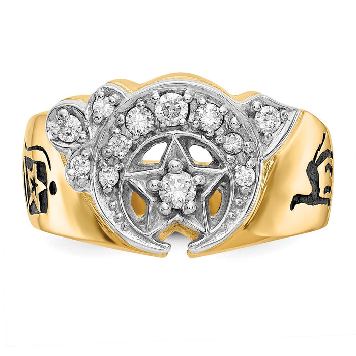 High-Quality 14K Two-Tone Men's Polished Diamond Masonic Shriner Ring - Stylish Value-4