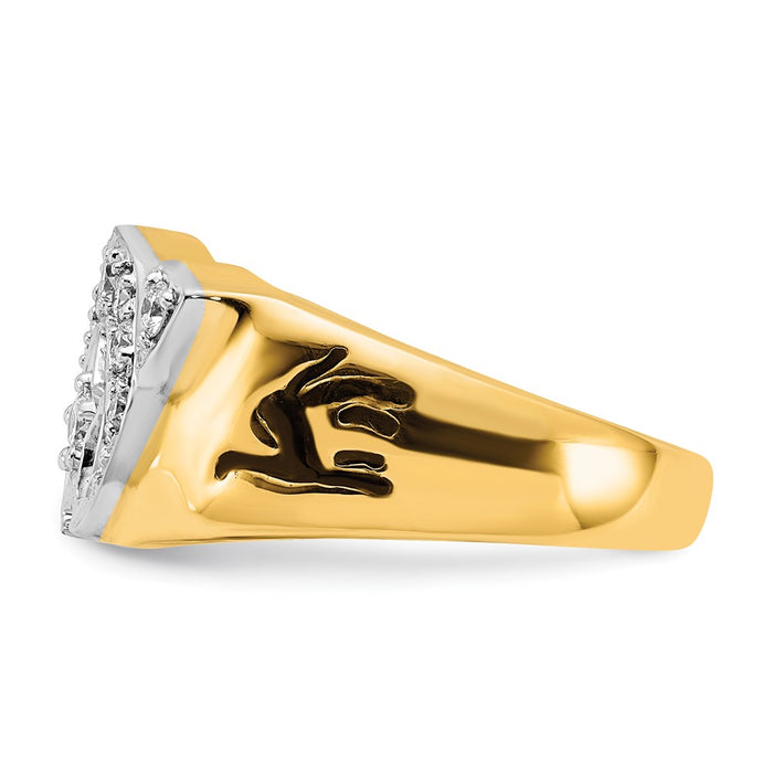 High-Quality 14K Two-Tone Men's Polished Diamond Masonic Shriner Ring - Stylish Value-5