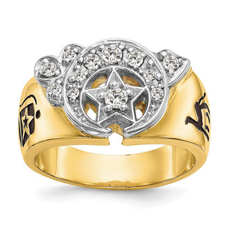 High-Quality 14K Two-Tone Men's Polished Diamond Masonic Shriner Ring - Stylish Value