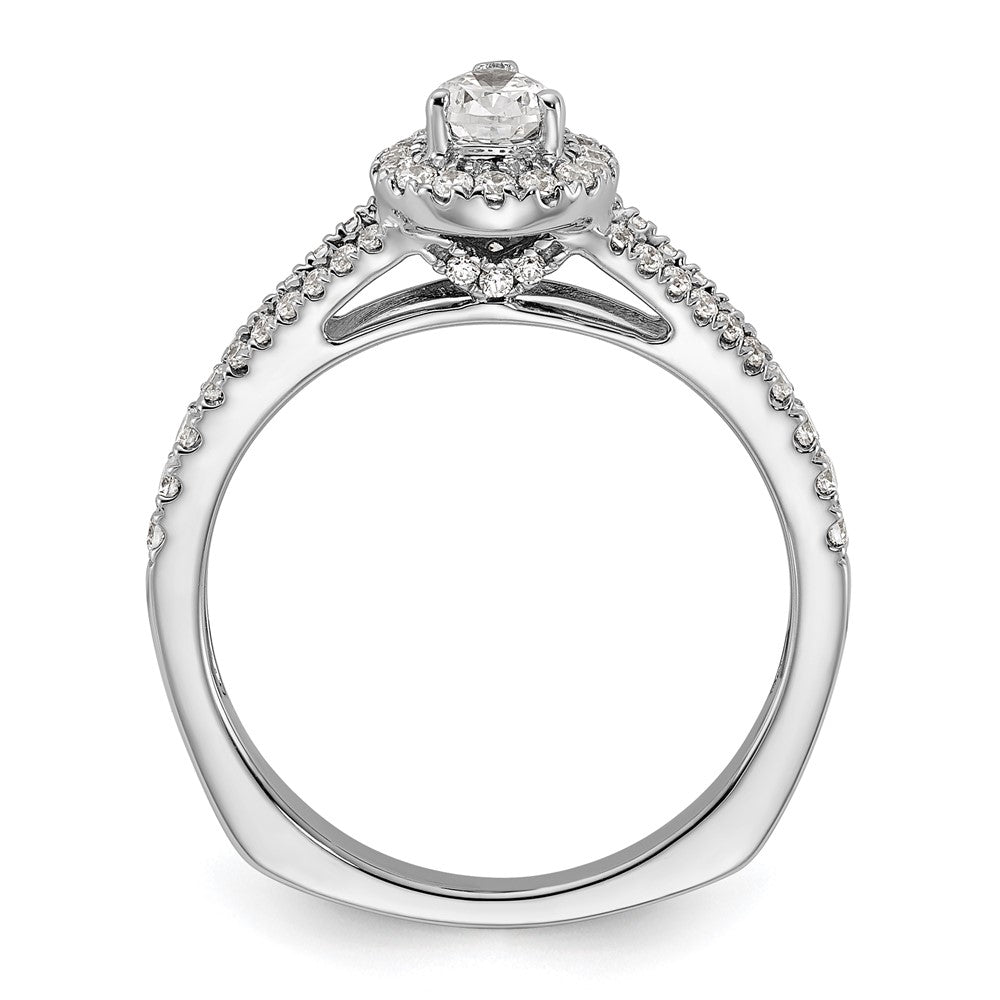Exclusive 14K White Gold Halo Engagement Ring, 1/2 Carat Pear Center, Stylish Value