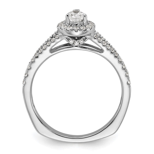 Exclusive 14K White Gold Halo Engagement Ring, 1/2 Carat Pear Center, Stylish Value