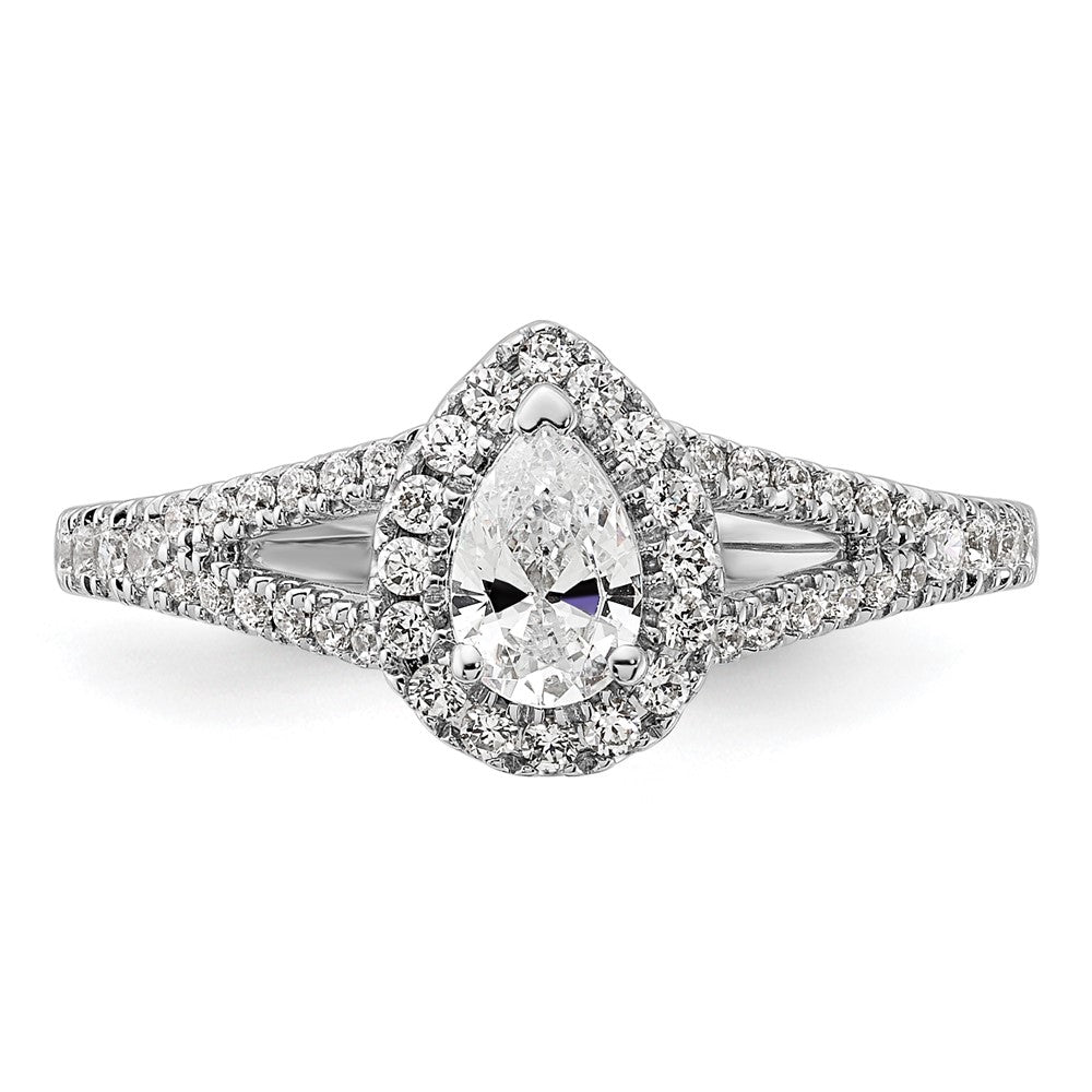 Exclusive 14K White Gold Halo Engagement Ring, 1/2 Carat Pear Center, Stylish Value