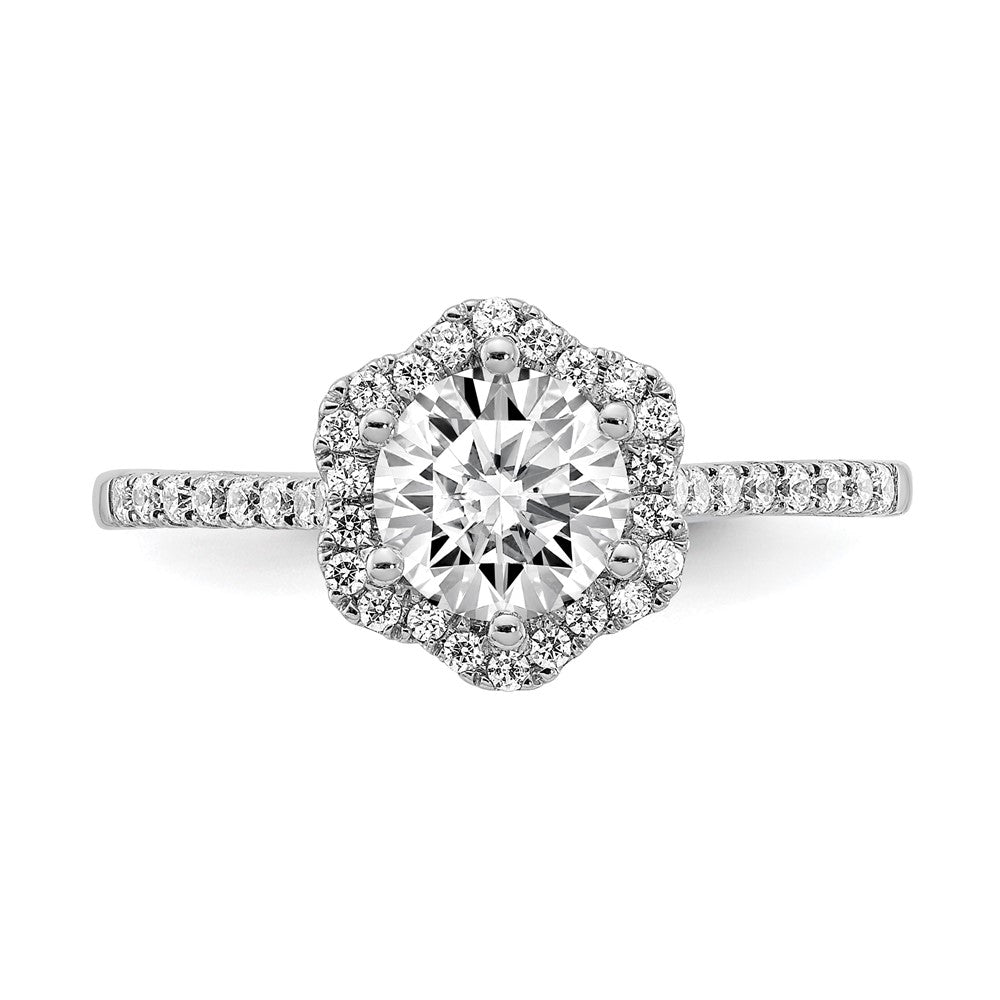 Buy Exclusive 14K White Gold Hexagon Halo Engagement Ring - 3/4 Carat Semi-Mount