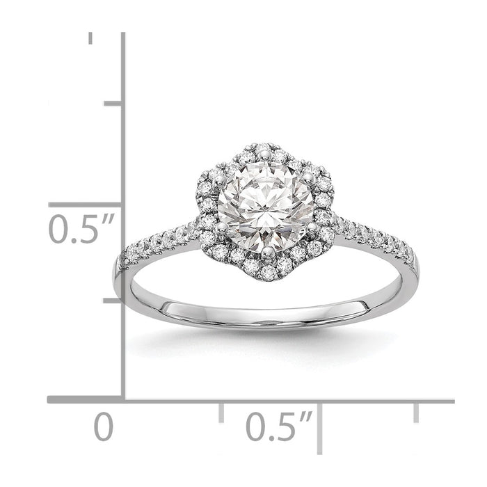 Buy Exclusive 14K White Gold Hexagon Halo Engagement Ring - 3/4 Carat Semi-Mount-7
