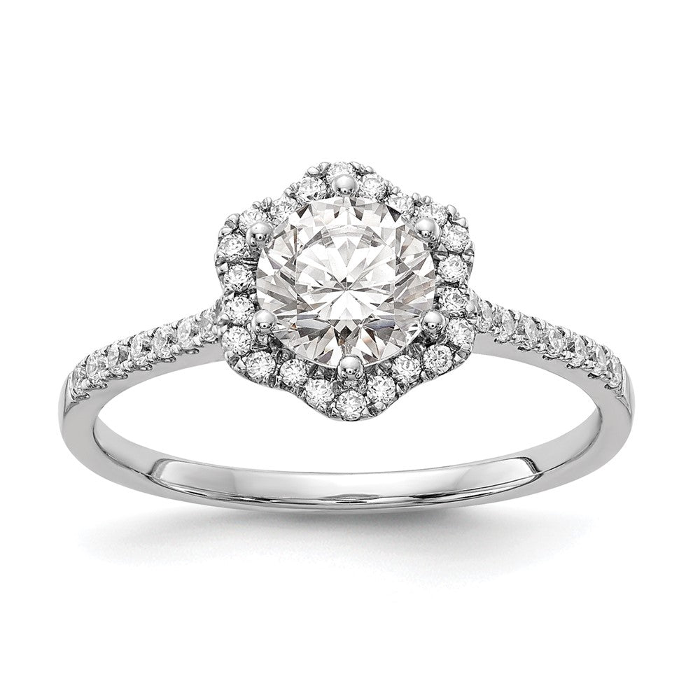 Buy Exclusive 14K White Gold Hexagon Halo Engagement Ring - 3/4 Carat Semi-Mount