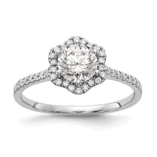 Buy Exclusive 14K White Gold Hexagon Halo Engagement Ring - 3/4 Carat Semi-Mount
