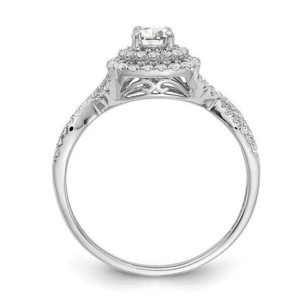14K White Gold Double Halo Engagement Ring - 1/3 Carat Center