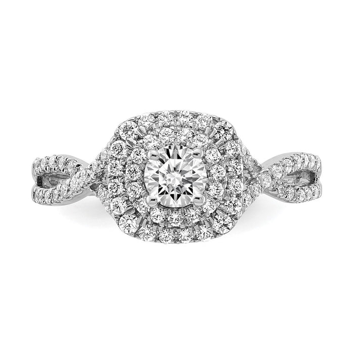 Buy 14K White Gold Double Halo Engagement Ring - 1/3 Carat Center, Stylish Value!-4