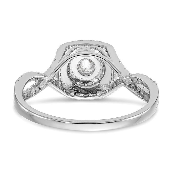 Buy 14K White Gold Double Halo Engagement Ring - 1/3 Carat Center, Stylish Value!-5