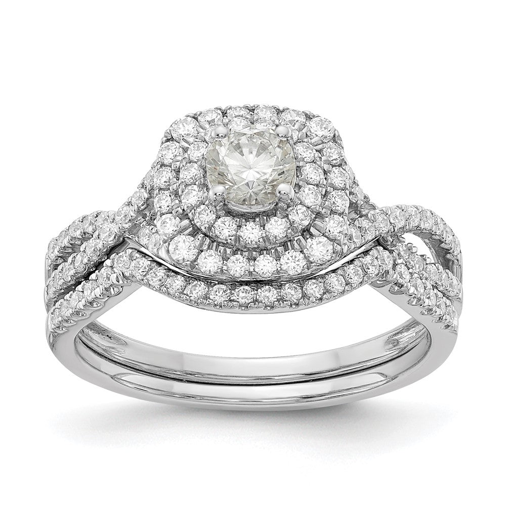 Buy 14K White Gold Double Halo Engagement Ring - 1/3 Carat Center, Stylish Value!