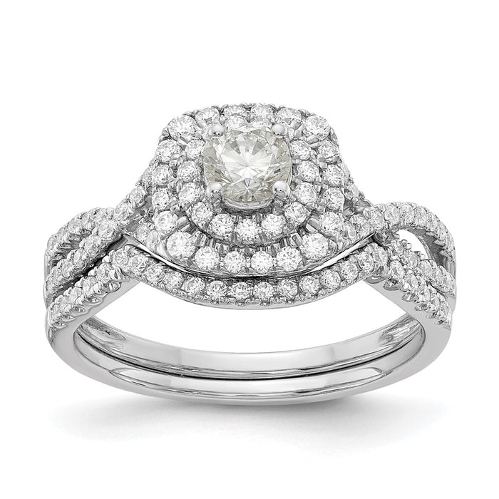 Buy 14K White Gold Double Halo Engagement Ring - 1/3 Carat Center, Stylish Value!-7