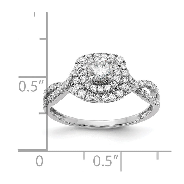 Buy 14K White Gold Double Halo Engagement Ring - 1/3 Carat Center, Stylish Value!-8