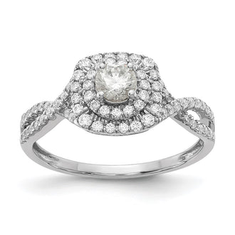 Buy 14K White Gold Double Halo Engagement Ring - 1/3 Carat Center, Stylish Value!