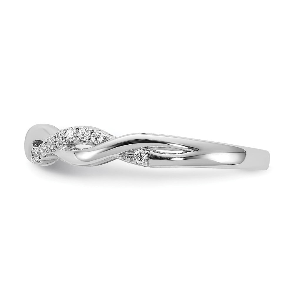 Buy Stylish 14K White Gold Criss-Cross Wedding Band with 1/8 Carat Diamonds