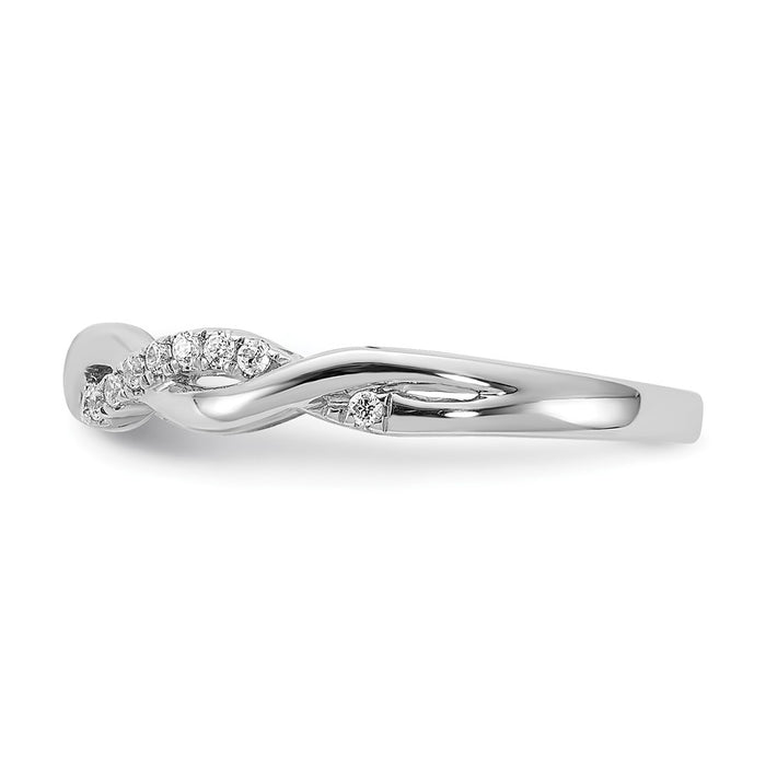 Buy Stylish 14K White Gold Criss-Cross Wedding Band with 1/8 Carat Diamonds-3