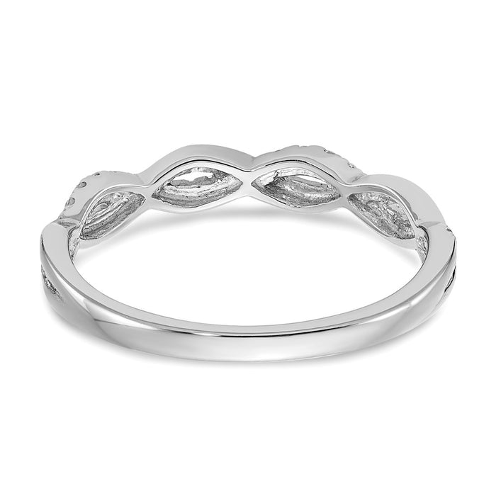 Buy Stylish 14K White Gold Criss-Cross Wedding Band with 1/8 Carat Diamonds-5