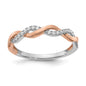 High-quality 14K White & Rose Gold Criss-Cross Wedding Band, 1/8 Ct Diamonds - Stylish Value-3