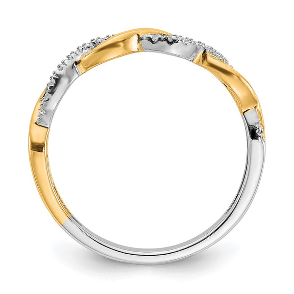 14K Two-Tone Diamond Criss-Cross Engagement Ring