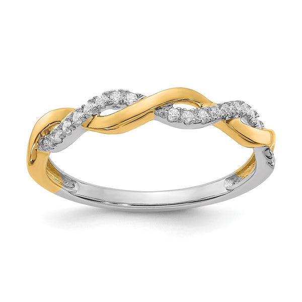 14K Two-Tone Diamond Criss-Cross Engagement Ring