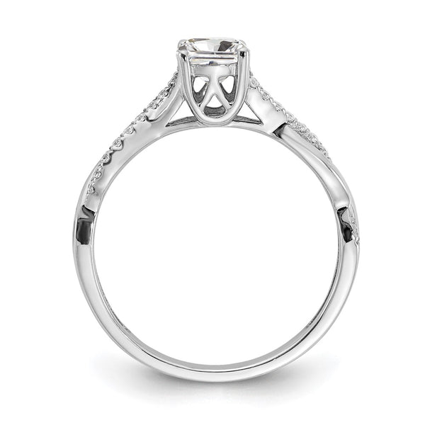 14K White Gold Criss-Cross Engagement Ring for 1/2 Carat Diamond