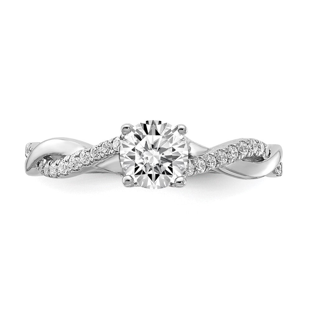 Exclusive 14K White Gold Criss-Cross Engagement Ring for 1/2 Carat Diamond