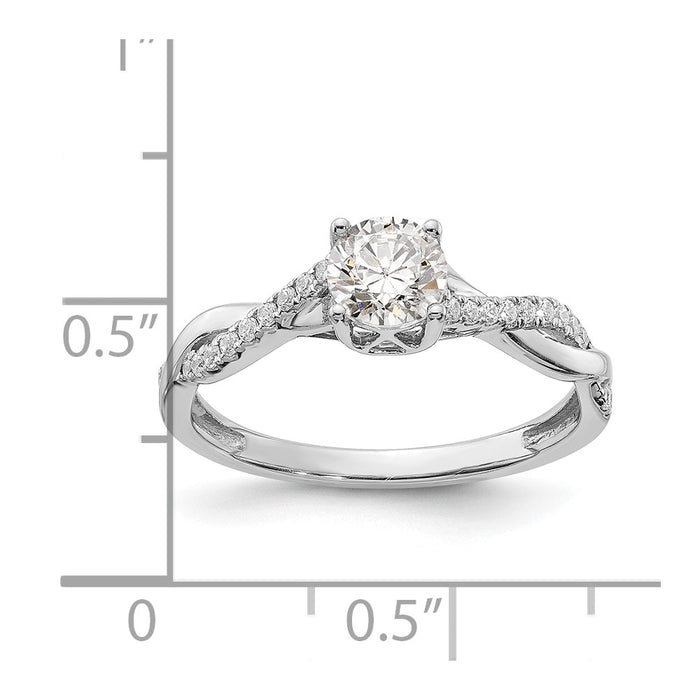 Exclusive 14K White Gold Criss-Cross Engagement Ring for 1/2 Carat Diamond-8