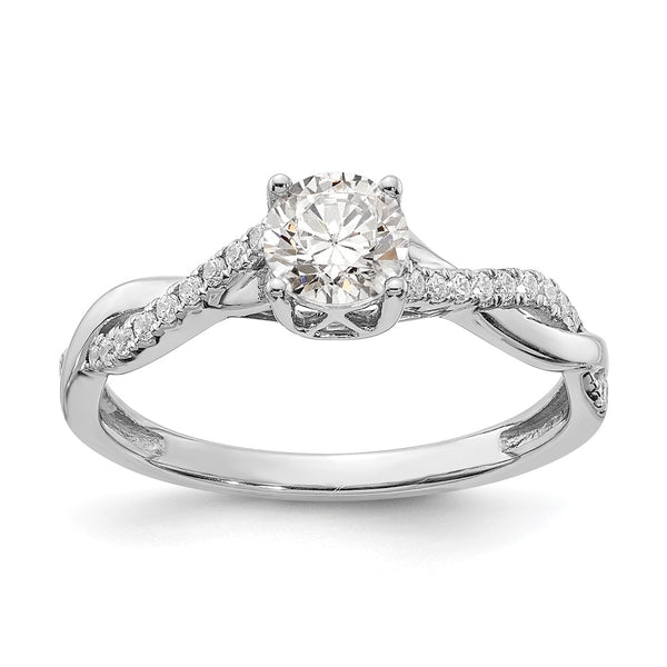 14K White Gold Criss-Cross Engagement Ring for 1/2 Carat Diamond