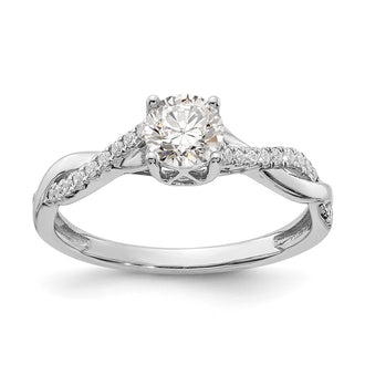 Exclusive 14K White Gold Criss-Cross Engagement Ring for 1/2 Carat Diamond