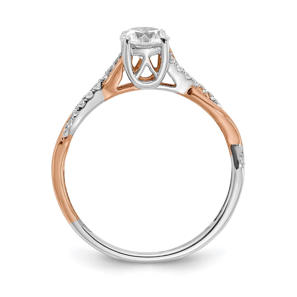 14K White & Rose Gold Criss-Cross Engagement Ring, 1/2 Carat