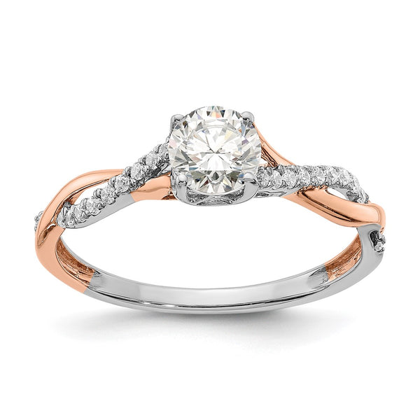 14K White & Rose Gold Criss-Cross Engagement Ring, 1/2 Carat