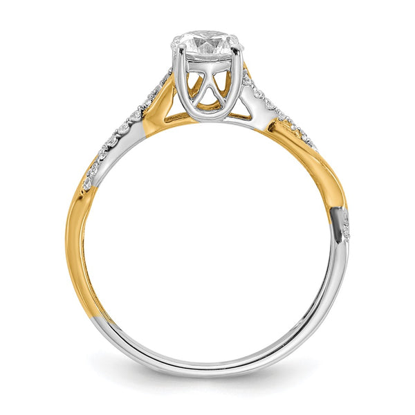 14K Two-Tone Criss-Cross Diamond Semi-Mount Engagement Ring
