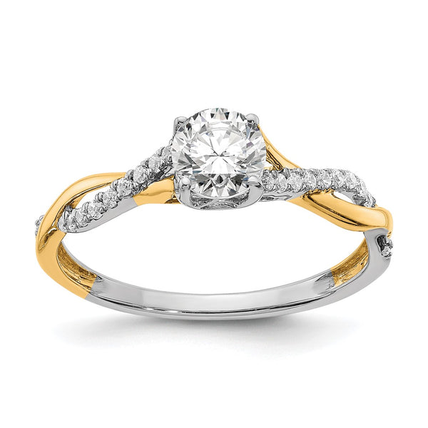 14K Two-Tone Criss-Cross Diamond Semi-Mount Engagement Ring