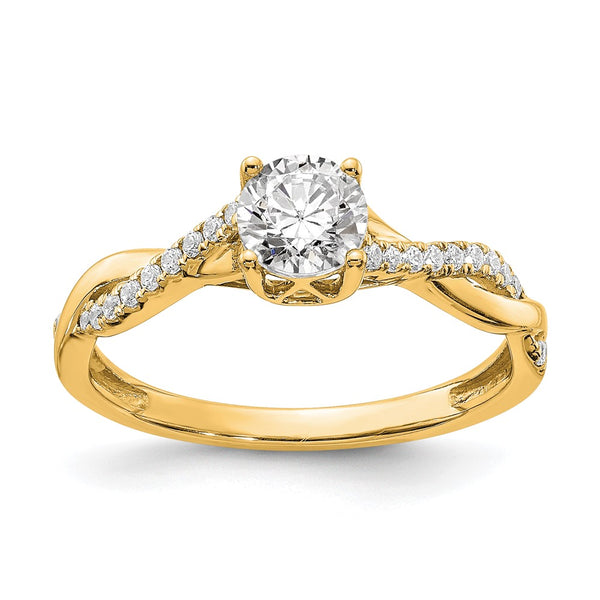 14K Gold Criss-Cross Diamond Semi-Mount Engagement Ring