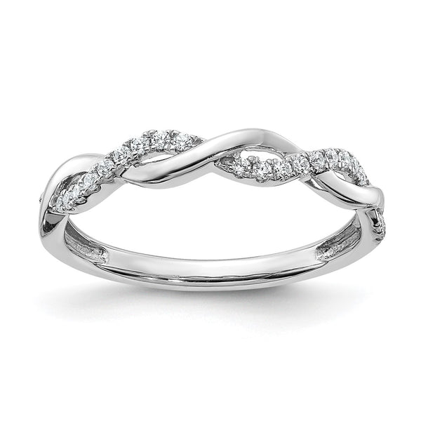 14K White Gold Wedding Band - 1/8 Carat Diamond