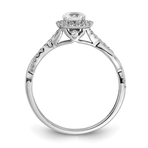 14K White Gold Halo Twist Engagement Ring Semi-Mount for 3/8 Carat, 1/4 Carat Diamond Accents