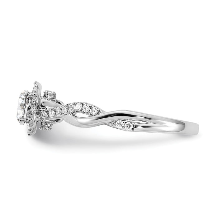 Exclusive 14K White Gold Halo Twist Engagement Ring Semi-Mount for 3/8 Carat, Stylish 1/4 Carat Diamond Accents-3