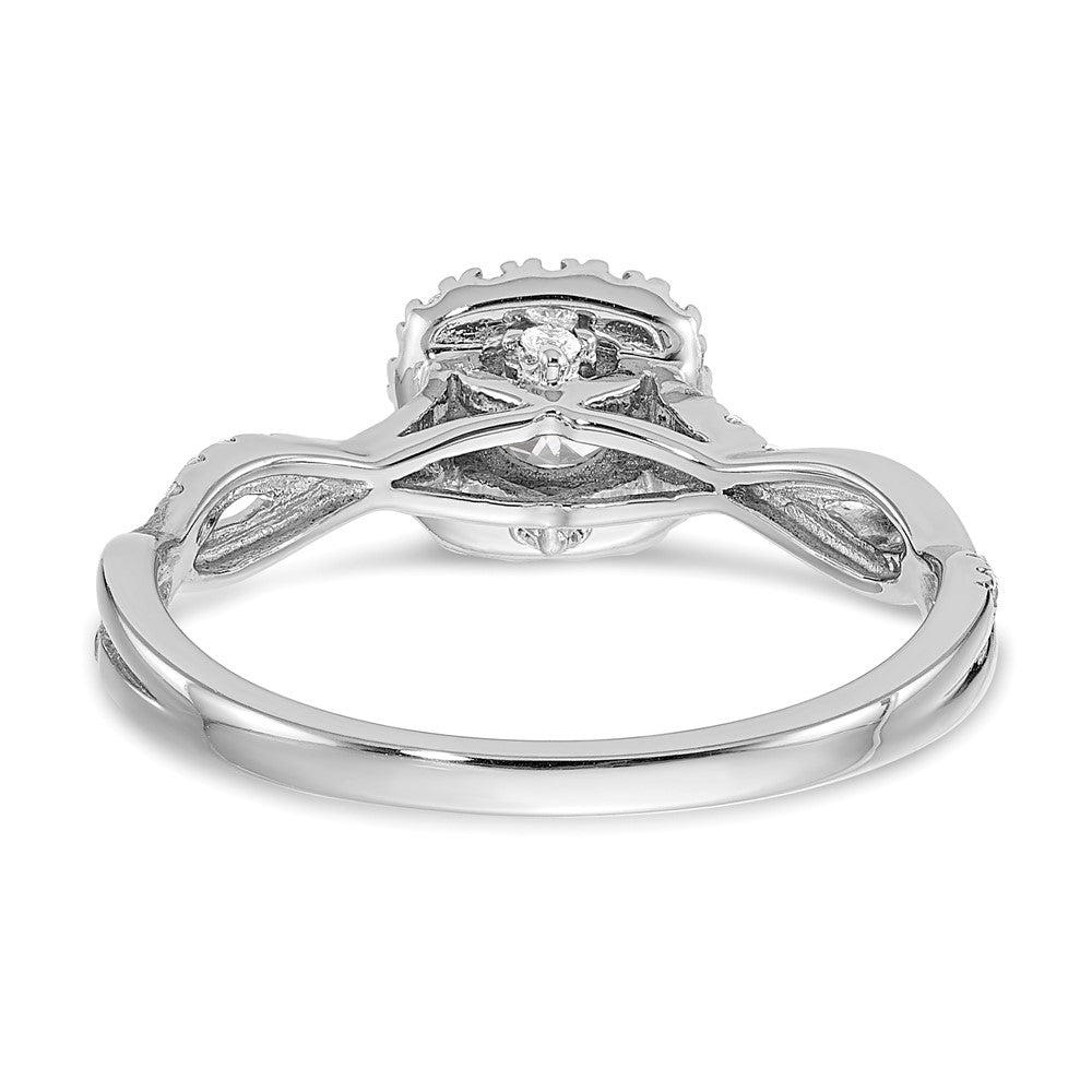 Exclusive 14K White Gold Halo Twist Engagement Ring Semi-Mount for 3/8 Carat, Stylish 1/4 Carat Diamond Accents